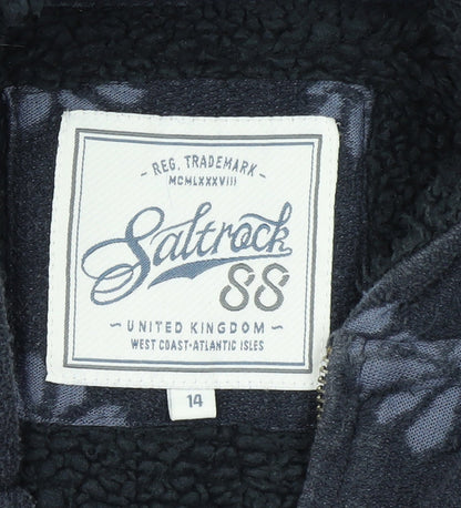 Saltrock Women’s Blue Floral Full Zip Hooded Sweatshirt Size 14
