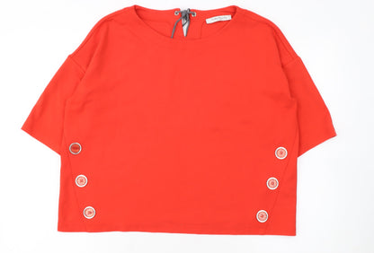 Betty Barclay Women Red Cotton Relaxed Button Blouse Size 14
