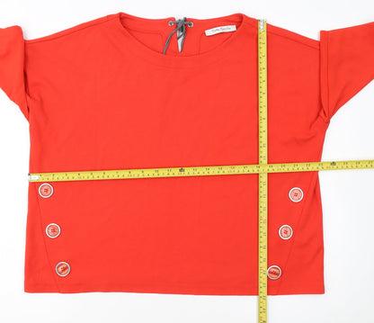 Betty Barclay Women Red Cotton Relaxed Button Blouse Size 14