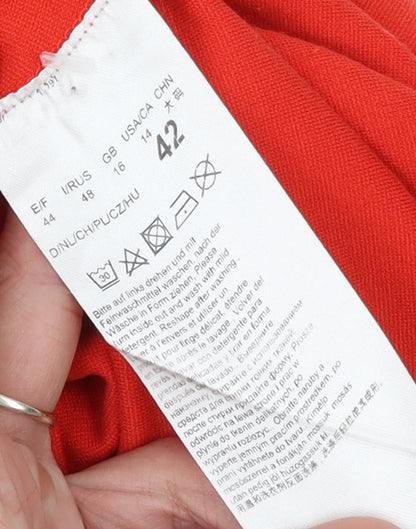 Betty Barclay Women Red Cotton Relaxed Button Blouse Size 14