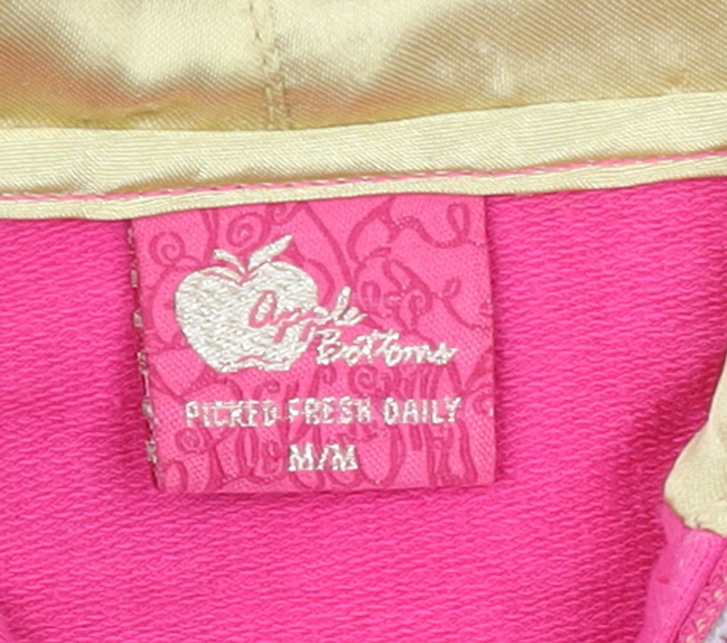 Apple Bottoms Womens Pink Full Zip Hoodie Size M Gold Lined Sweatshirt