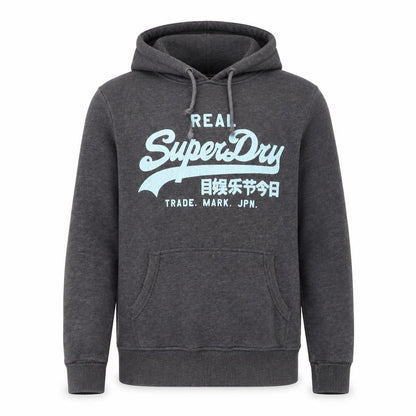 Superdry Men's Grey Pullover Hoodie Small Regular Fit Graphic Logo