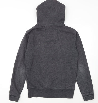 Superdry Men's Grey Pullover Hoodie Small Regular Fit Graphic Logo