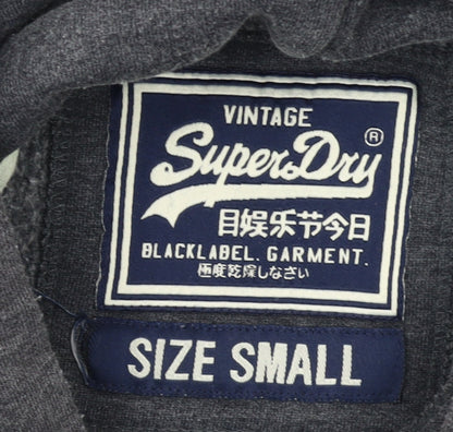 Superdry Men's Grey Pullover Hoodie Small Regular Fit Graphic Logo