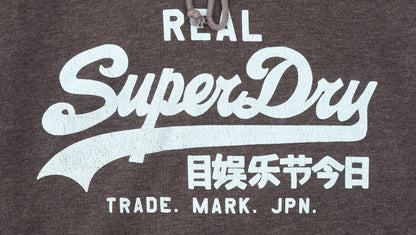 Superdry Men's Grey Pullover Hoodie Small Regular Fit Graphic Logo