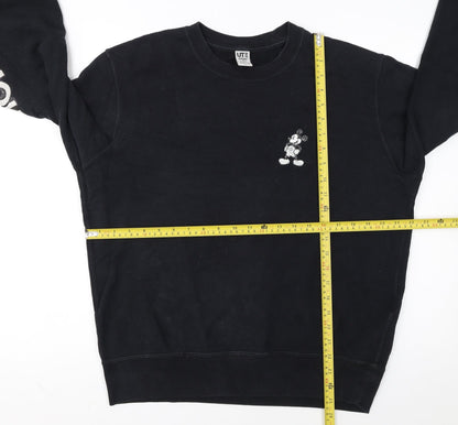 Uniqlo Disney Mickey Mouse Black Sweatshirt Women M Crew Neck Cotton