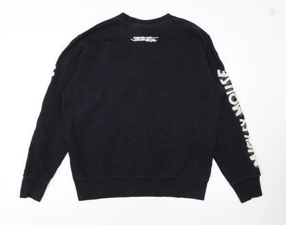 Uniqlo Disney Mickey Mouse Black Sweatshirt Women M Crew Neck Cotton