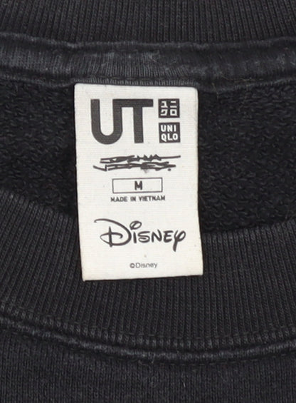 Uniqlo Disney Mickey Mouse Black Sweatshirt Women M Crew Neck Cotton