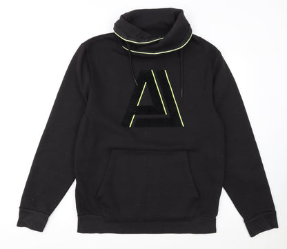 Angelo Litrico Men's Black Pullover Sweatshirt M Urban Logo High Neck