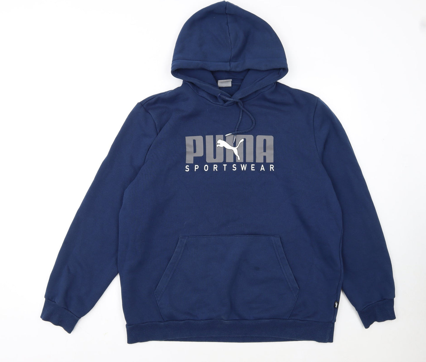 Puma Men's Blue Pullover Hoodie L Sportswear Logo Fleece