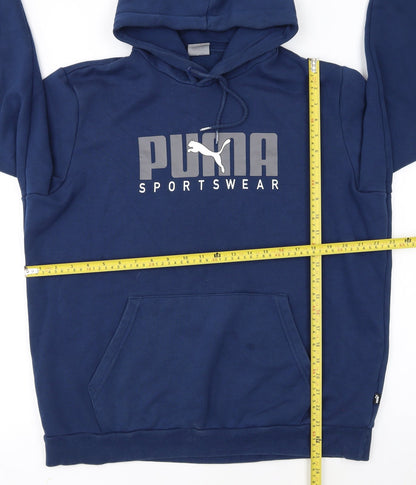 Puma Men's Blue Pullover Hoodie L Sportswear Logo Fleece