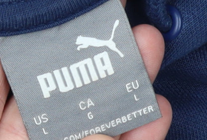 Puma Men's Blue Pullover Hoodie L Sportswear Logo Fleece