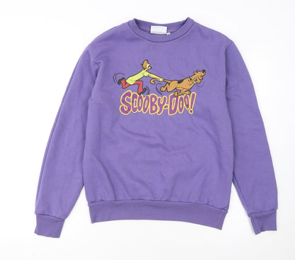 Scooby-Doo Womens Purple Small Pullover Sweatshirt Cartoon Graphic