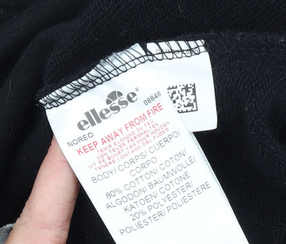 Ellesse Womens Black Hoodie UK 10 Cotton Blend Pullover