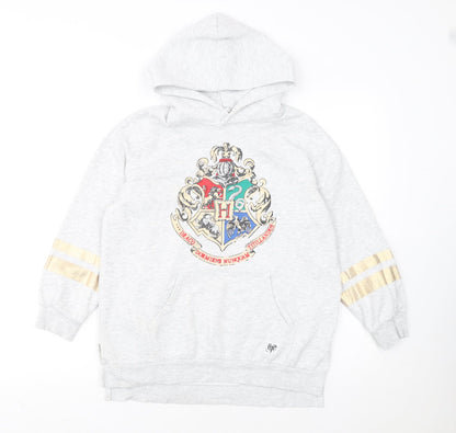 H&M Girls Grey Harry Potter Hoodie 9-10 Years Pullover Hogwarts Crest