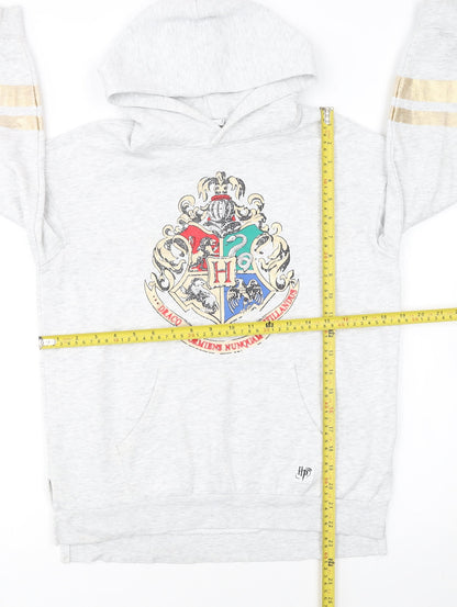 H&M Girls Grey Harry Potter Hoodie 9-10 Years Pullover Hogwarts Crest