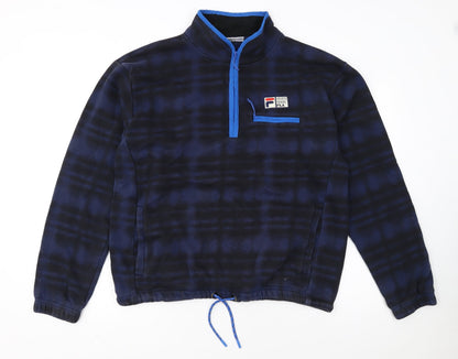 Fila Mens Blue L Pullover Fleece Sweatshirt 1/4 Zip Sportswear