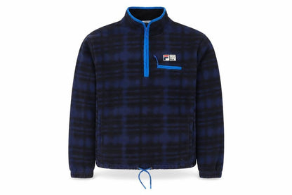 Fila Mens Blue L Pullover Fleece Sweatshirt 1/4 Zip Sportswear