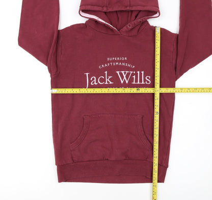 Jack Wills Girls Red Pullover Hoodie Fleece Logo Sweatshirt 12-13 Years