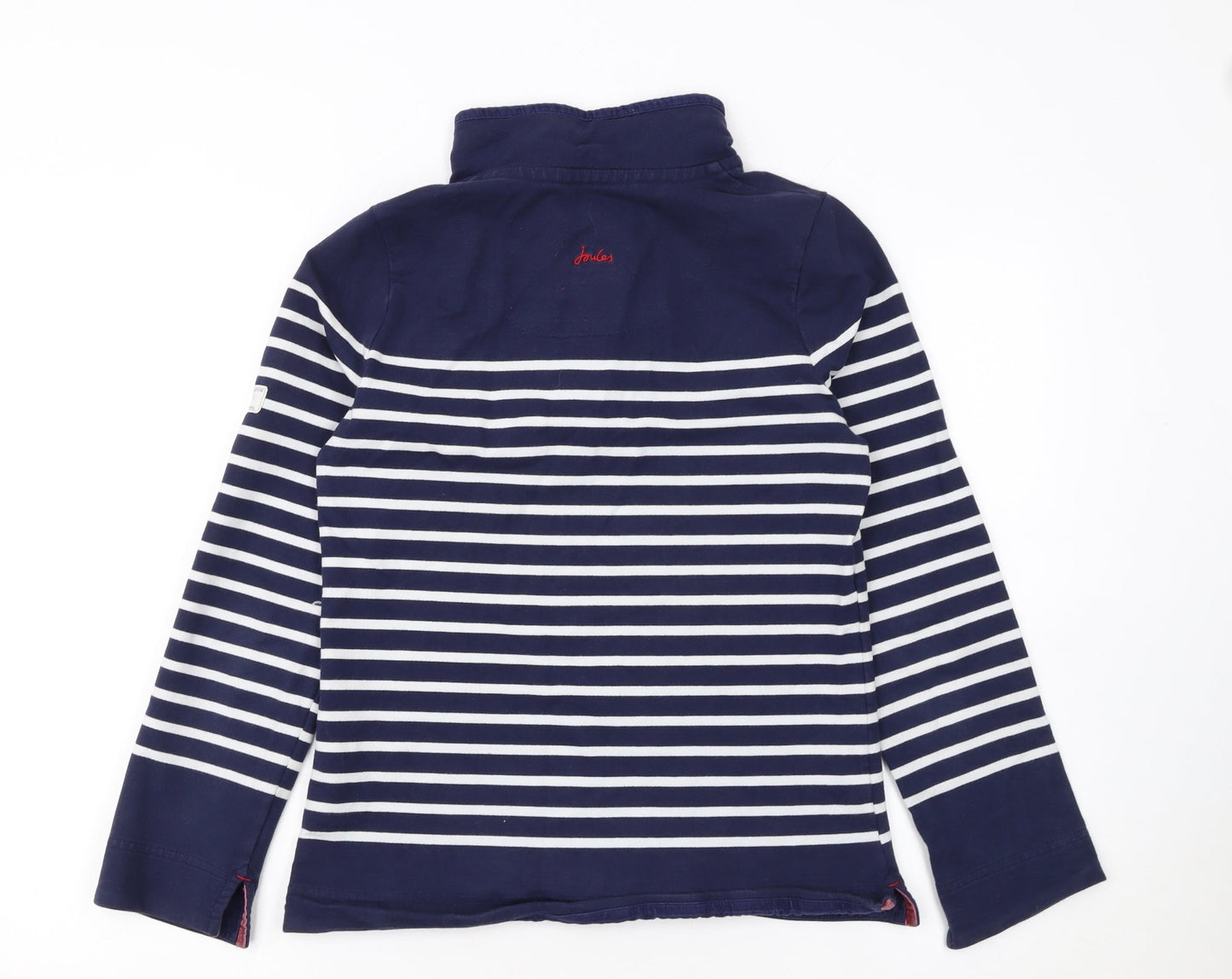 Joules Women Navy Striped Henley Sweatshirt UK 8 Cotton Elastane