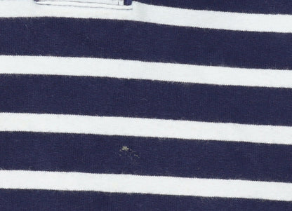 Joules Women Navy Striped Henley Sweatshirt UK 8 Cotton Elastane