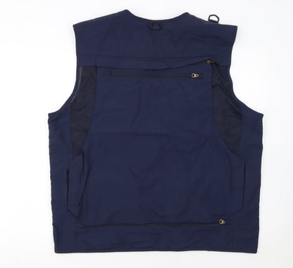 Outdoor Jacket Men's Blue 2XL Multi Pocket Lightweight Hiking Waistcoat
