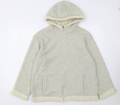 Marks and Spencer Women Beige Full Zip Hooded Fleece Jacket UK 14
