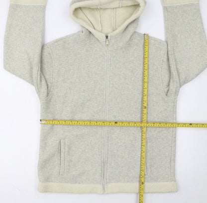 Marks and Spencer Women Beige Full Zip Hooded Fleece Jacket UK 14