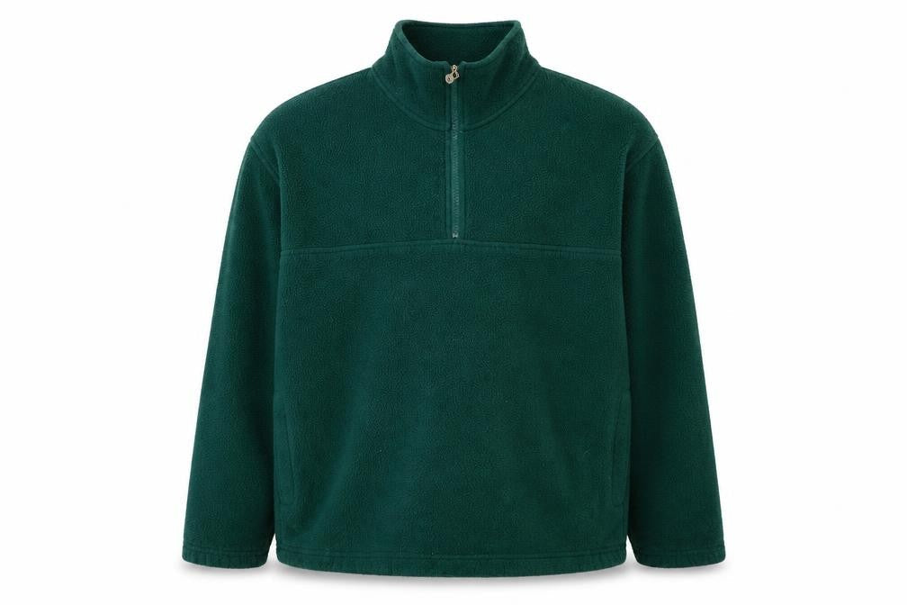 Lands' End Men's Green Fleece 1/2 Zip Pullover Sweatshirt L Regular