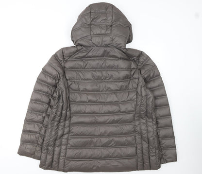Michael Kors Womens Grey XL Hooded Puffer Jacket Lightweight Down Coat