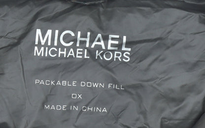 Michael Kors Womens Grey XL Hooded Puffer Jacket Lightweight Down Coat