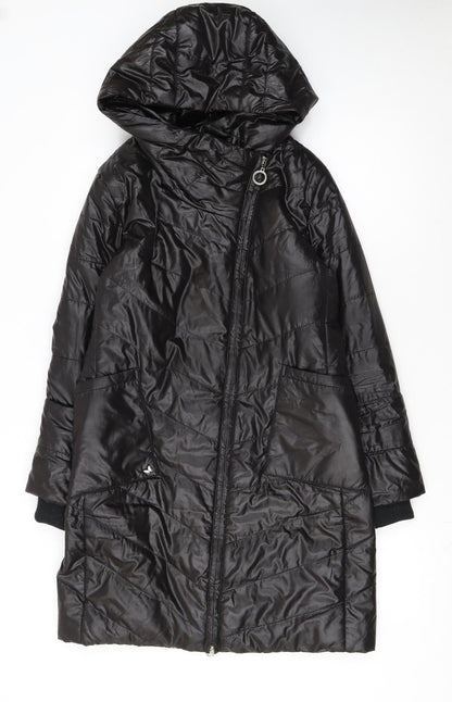 Holdluck Women Black Long Hooded Puffer Coat Size 18 Polyester
