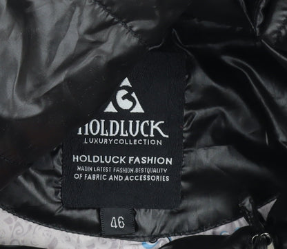 Holdluck Women Black Long Hooded Puffer Coat Size 18 Polyester