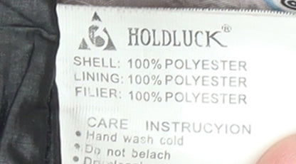 Holdluck Women Black Long Hooded Puffer Coat Size 18 Polyester