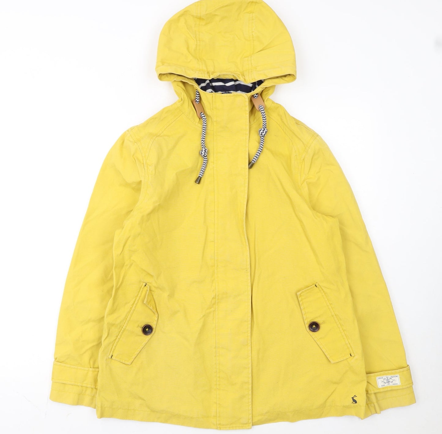 Joules Women's Yellow Waterproof Hooded Rain Jacket Size 12