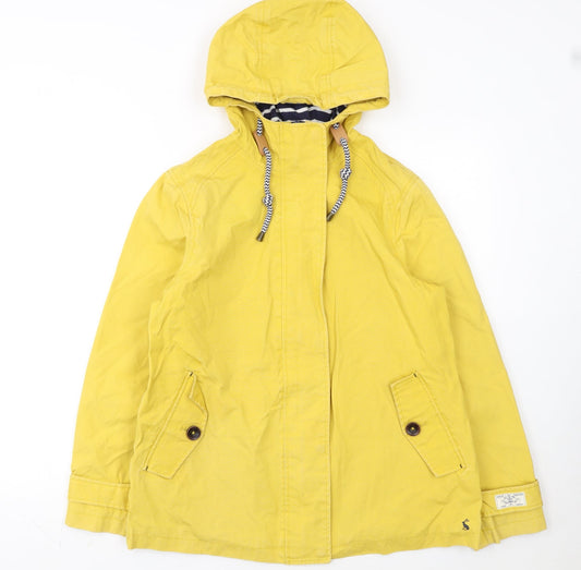 Joules Women's Yellow Waterproof Hooded Rain Jacket Size 12