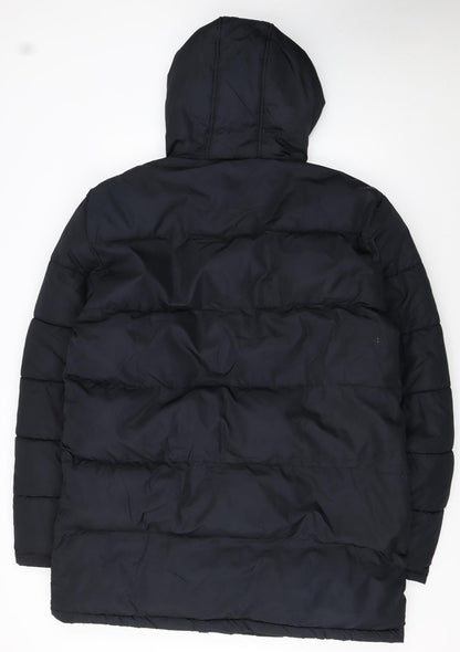 French Connection Men's Black XL Puffer Hooded Winter Jacket