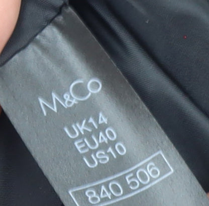 M&Co Women's Black Puffer Hooded Long Waistcoat Size 14
