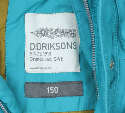 Didriksons Girls Blue Waterproof Hooded Parka Coat 11-12 Years
