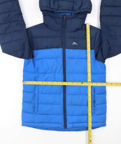 Trespass Boys Blue Hooded Puffer Jacket 9-10 Years Water Resistant