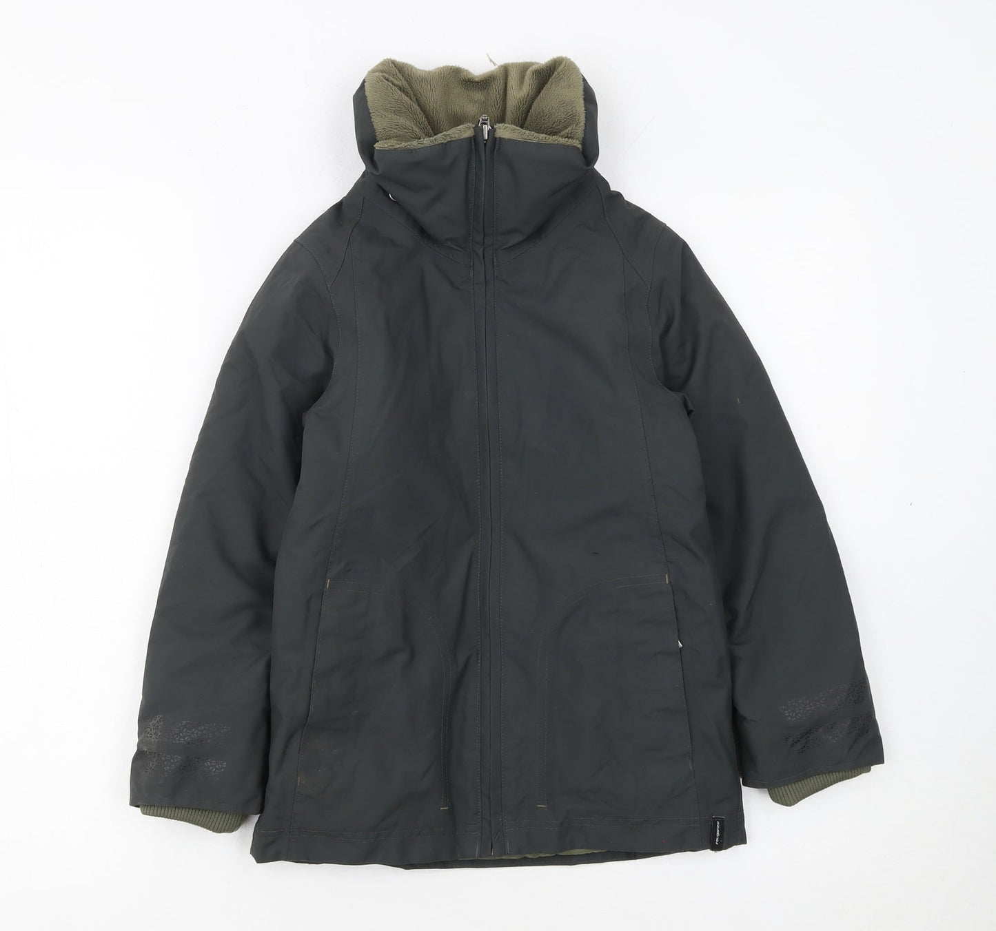 Fouganza Boys Black Water Resistant Lined Riding Parka Jacket 6 Years