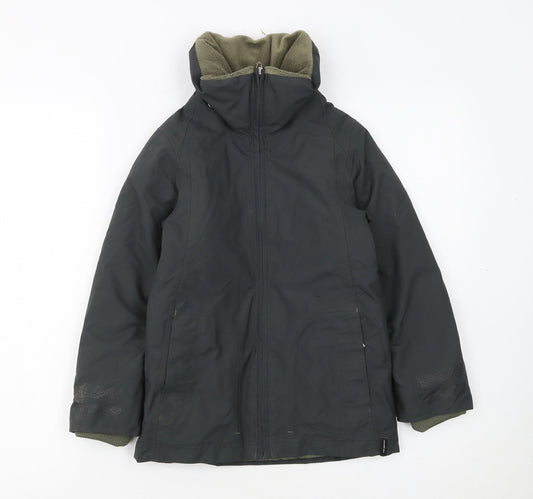 Fouganza Boys Black Water Resistant Lined Riding Parka Jacket 6 Years