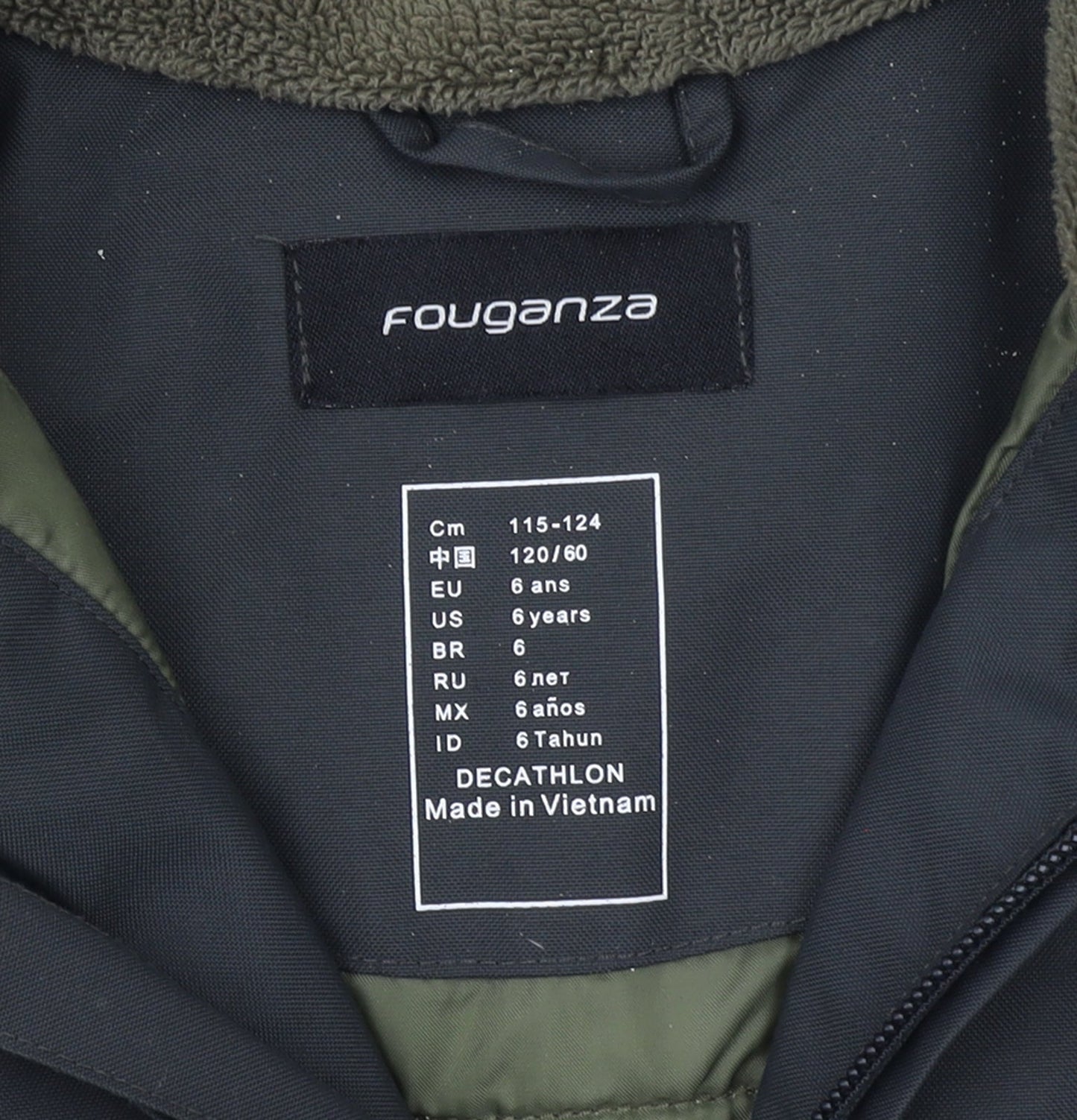 Fouganza Boys Black Water Resistant Lined Riding Parka Jacket 6 Years