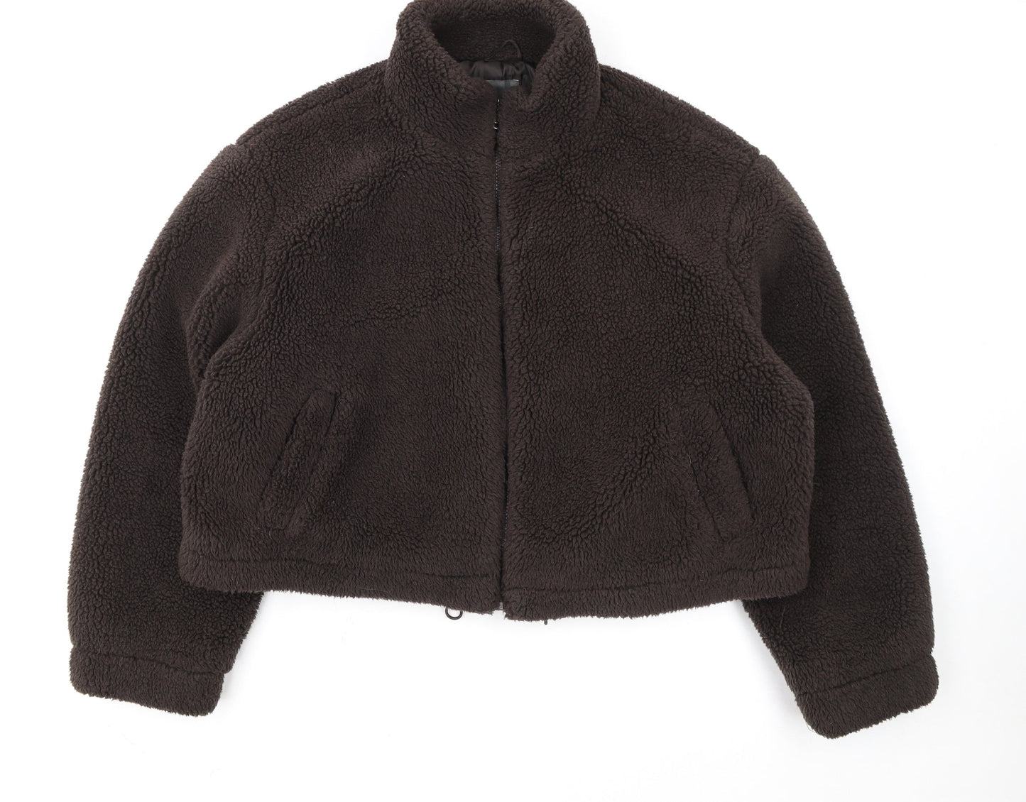 Primark Womens Brown Fleece Cropped Zip Jacket L