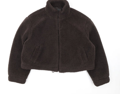 Primark Womens Brown Fleece Cropped Zip Jacket L