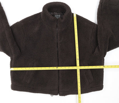 Primark Womens Brown Fleece Cropped Zip Jacket L