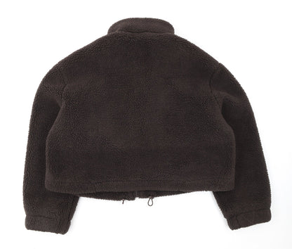 Primark Womens Brown Fleece Cropped Zip Jacket L