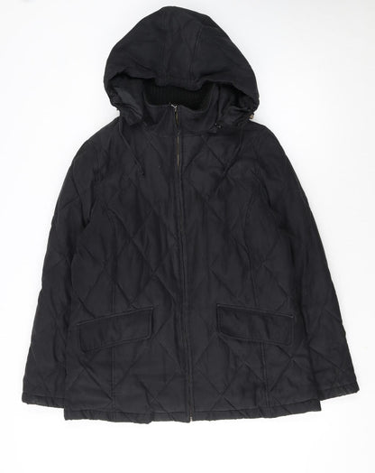 JFW Women Black Quilted Hooded Puffer Jacket Size 16