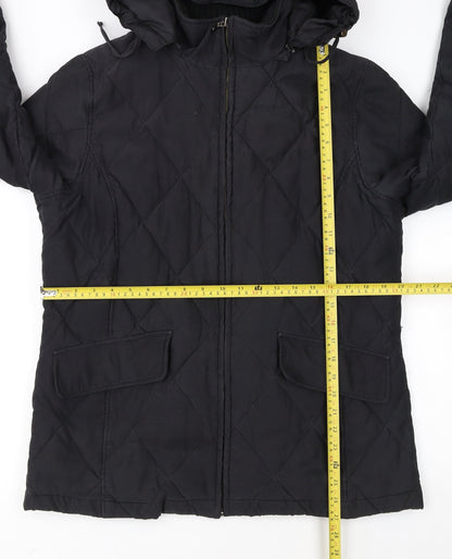 JFW Women Black Quilted Hooded Puffer Jacket Size 16