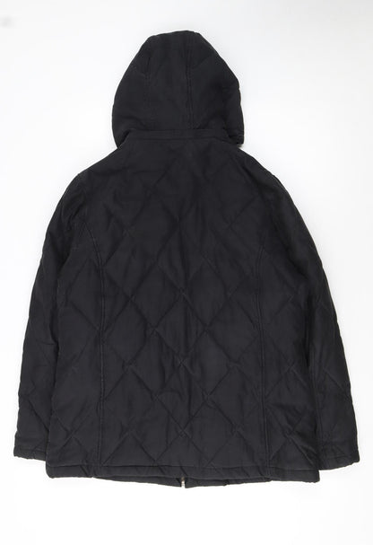 JFW Women Black Quilted Hooded Puffer Jacket Size 16